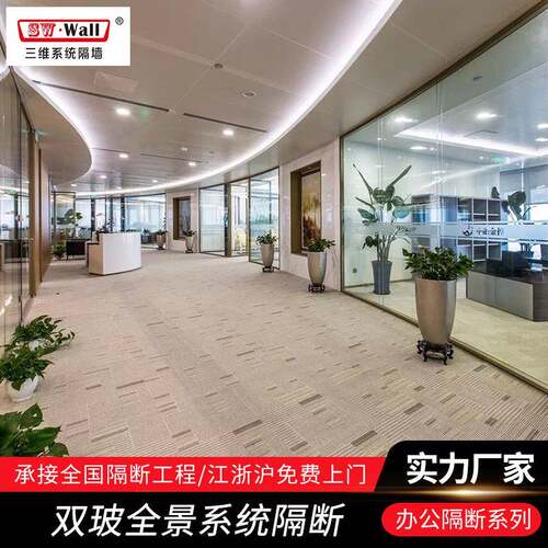 双玻全景系统隔断室外写字楼玻璃隔音墙办公室玻璃隔断墙