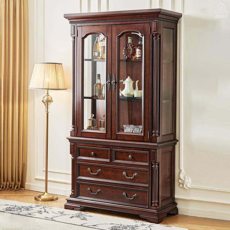 美式高酒柜全实木金丝柚木客厅高低柜餐厅酒柜陈列柜帝罗堡家具,收纳整理,烫衣板及配件,淘宝优惠券,粉丝福利购,淘宝优惠卷
