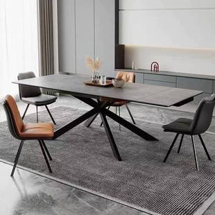 可折叠拉伸桌大小可以互换岩板功能餐桌尺寸从1.4米至2.8米餐桌
