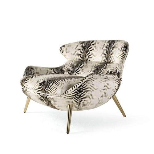 意式轻奢单人沙发椅RobertoCavalli别墅豪宅客厅豹纹金属休闲椅