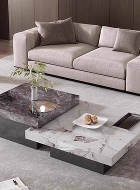 fLE意式岩板茶几现代极简客厅家用简约设计师小户型轻奢方形茶几