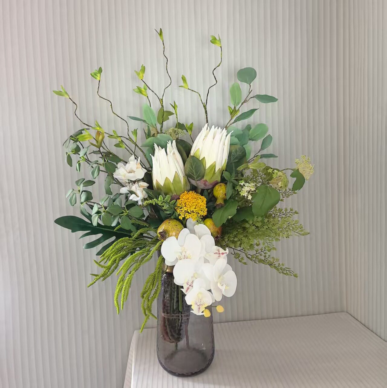 绿色森系帝王花手札花束大花束仿真花束假花客厅前台装饰花M383