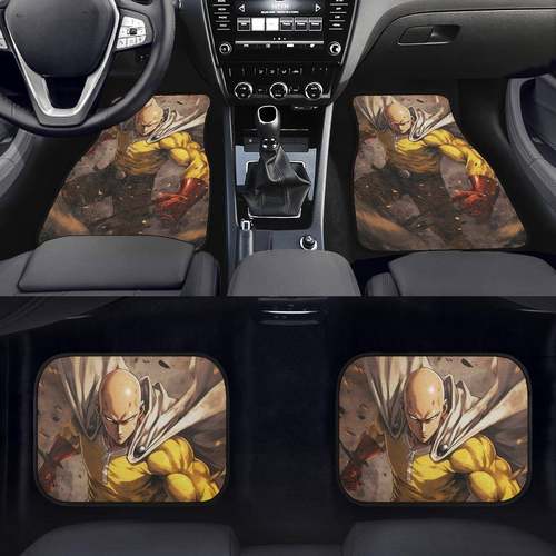 夏季热卖一拳超人图案印花汽车脚垫四件套来图制定汽车前后地垫