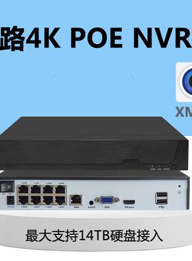 雄迈8路POE主机NVR监控主机4K800万xmeye人脸识别雄迈8路POE主机