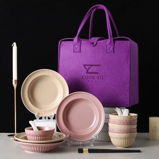 轻奢简约碗盘套装整套陶瓷饭碗汤碗家用盘子菜盘高颜值餐具碗盘组