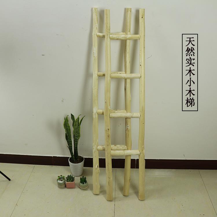 实木家用装饰摆件梯子创意衣架衣帽架子毛巾架子做旧风格手工家具