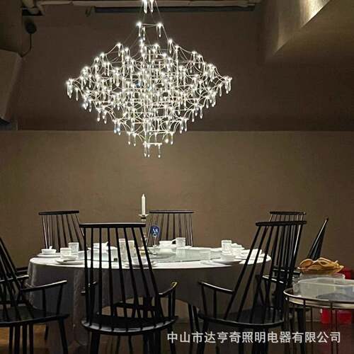 复式楼别墅客厅吊灯现代轻奢餐厅萤火虫酒店大厅卧室水晶LED灯具
