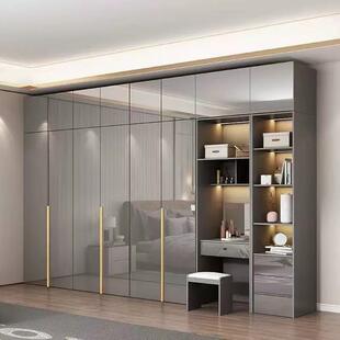轻奢高光UV简约现代衣柜卧室家用柜子木质四六八门衣柜组合大衣橱
