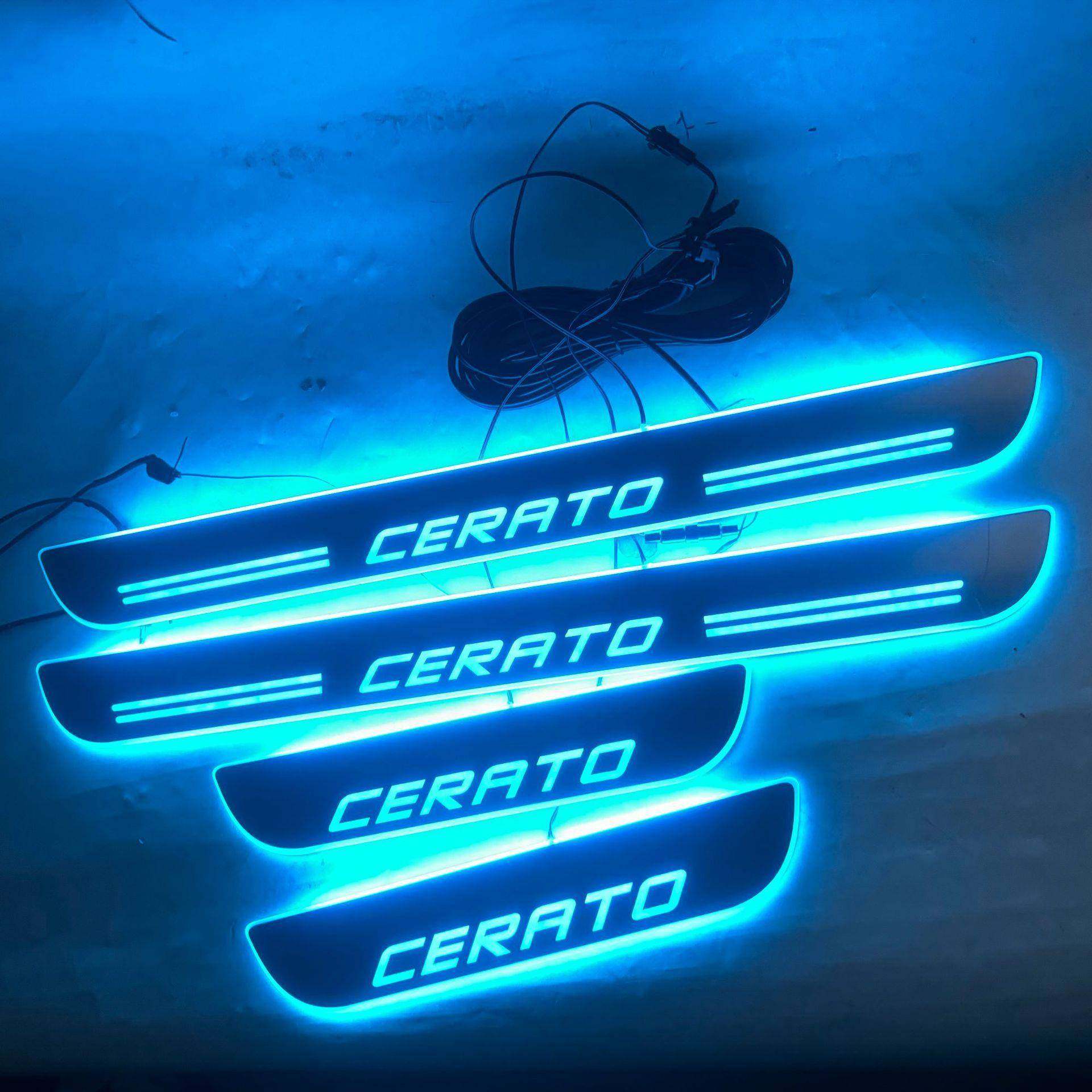 4片适用于起亚CERATOK3门槛条带LED灯迎宾踏板汽车门坎条改装