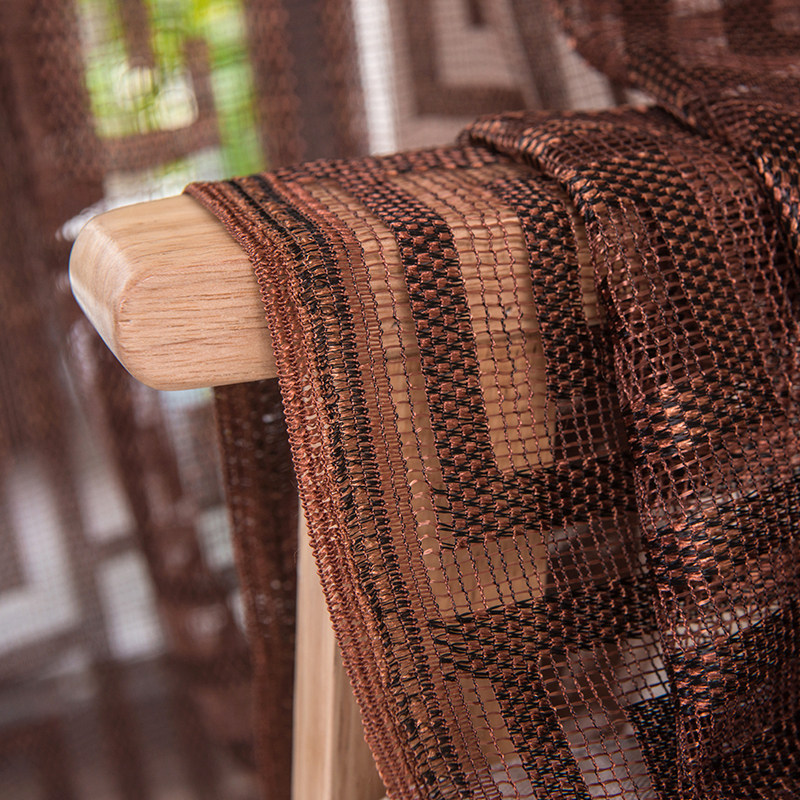 中式古典咖啡色客厅书房茶楼美容院窗帘加厚遮光纱帘窗纱成品推荐