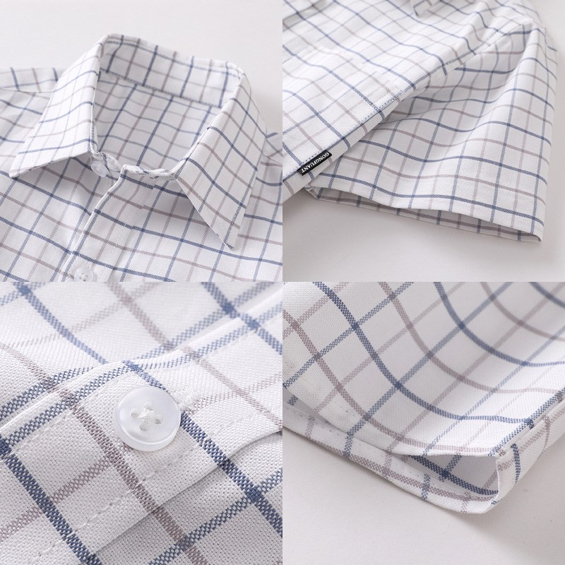 儿童格子衬衫校服纯棉长袖男童女童学院风小学生双色田字格白衬衣