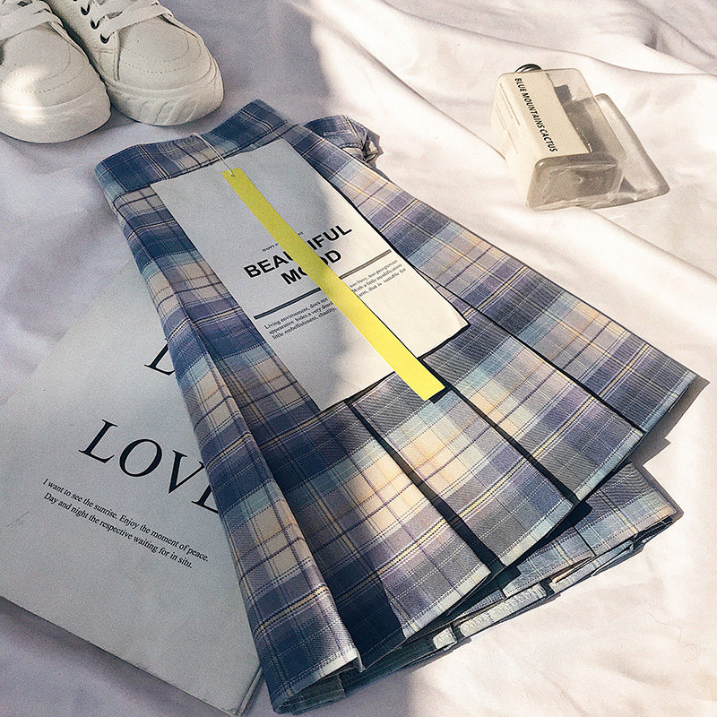 百褶裙春秋高腰2021新款半身裙夏a字显瘦学生jk格子短款裙子女夏