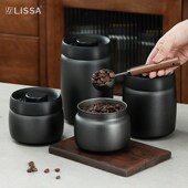 不锈钢密封罐咖啡豆保存罐按压真空排气防潮收纳储豆罐茶叶储存罐