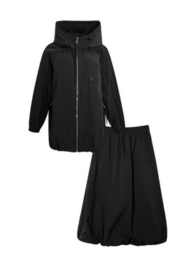 NAZ那子大码春季新款高级感休闲连帽外套胖mm时尚女半身裙两件套