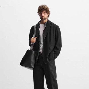 新品 外套西服 男装 西装 7380910 宽松黑色商务复古休闲长袖 2024秋季