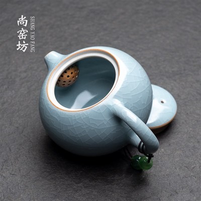 汝窑中式茶壶套装简易高端家用功夫泡茶具一壶两杯下午茶个人专用