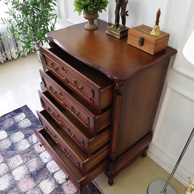美式乡村复古典五斗柜子欧式卧室实木家俱斗橱抽屉边柜储物柜