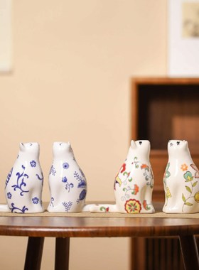 青花瓷玄关可爱猫咪摆件家居创意客厅鞋柜酒柜置物架陶瓷装饰品