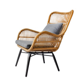 休闲藤椅三件套阳台桌椅茶几脚托组合靠背椅单人藤编沙发躺椅懒人