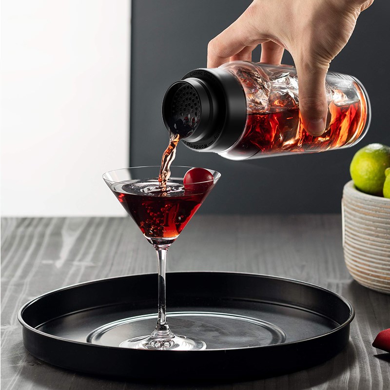 肆月雪克杯玻雪克壶璃调酒器调酒杯家用冰摇杯手摇暴打手打柠檬茶