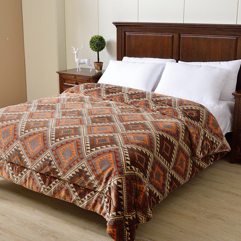 美式毯子三层法兰绒毛毯被加厚保暖珊瑚绒毯被芯冬季双人盖毯冬被