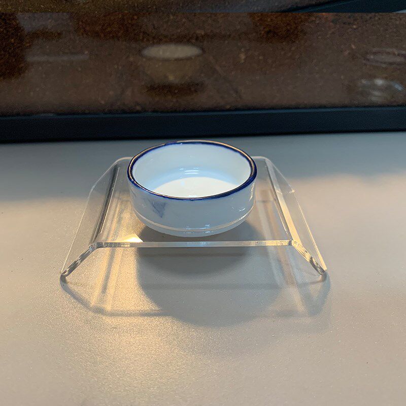 睫角守宫果泥碗托蜘蛛蝎子昆虫玻璃水碗食盆防倾倒托盘亚克力材质