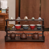 茶杯架子带沥水杯架中式 小博古架桌面茶具茶壶摆放多层展示收纳架