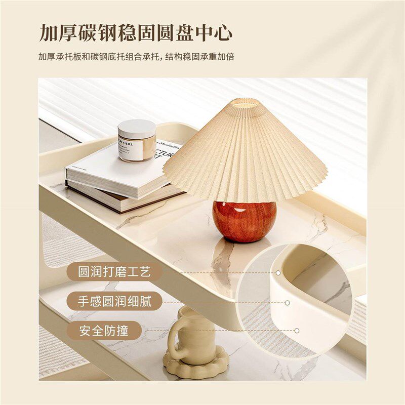 轻奢边几小茶几客厅沙发侧边柜带轮可移动长窄型小桌子置物架铁艺