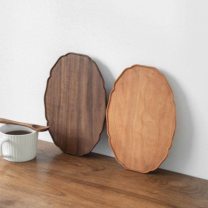 复古创防轮花托盘木木质家用茶盘餐盘NQY咖啡厅点心盘收意纳盘烫