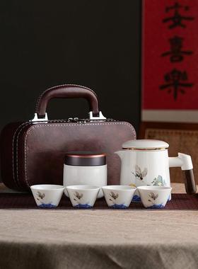 陶VJS快客杯一壶四瓷G杯行户外便携式旅功夫茶具套装礼品代定LOO
