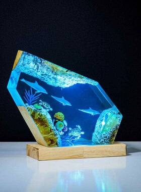 海和LY104海龟环氧树脂灯豚环树灯树脂木艺术灯夜灯脂个性化夜氧