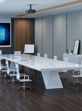 大灏方宸烤漆会议桌简约现代白色型长洽形谈桌开会桌办公家具EAR
