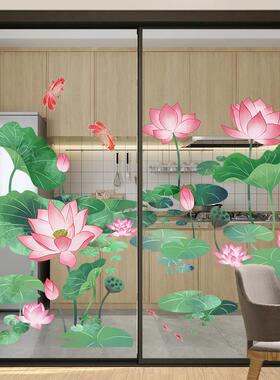 W1TR厨风房璃门装饰贴纸自粘客玻F765MJS9画厅阳台推拉门防撞墙贴