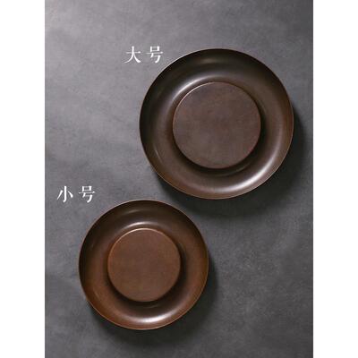 日垫式手工复古圆形紫台铜SXM壶承干泡茶小托盘储水茶盘壶养茶具