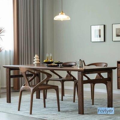 LTZ郝帮代简实约原木书桌茶桌现工作台长方形餐桌木胡桃木家用子