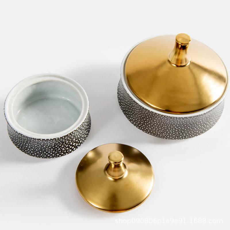 中式陶饰瓷937装饰储物摆件罐餐桌茶几收纳盒糖果盒样新板房软装