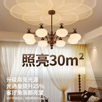 客厅灯大厅126吊灯美式复卧古吊法式民宿餐厅酒店中古风室灯具L53