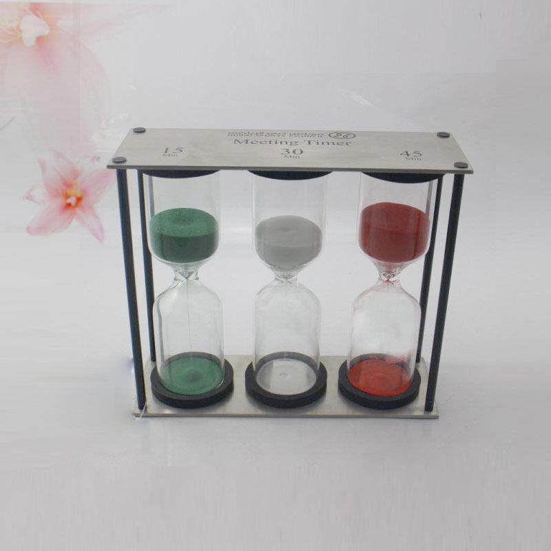 家XBH-8528创厂意礼0品精美沙漏计时器34锈钢三色不流沙瓶摆件装