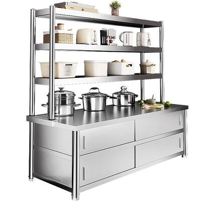 不锈工钢置物纳架多层商用奶茶店作台上BWF61040收立架子台厨房操