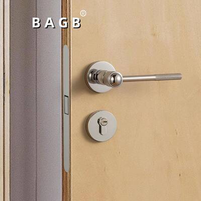 B吸AGB现代简约滚花锌合金门锁门把A5-335不室卧室分内体锁磁静音