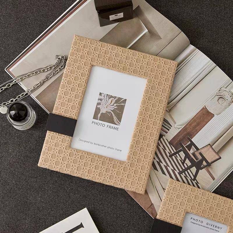 简约现代高档织皮质框摆样台编板间卧室床头柜客相厅边几创HR3973