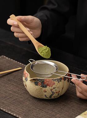 青花火石红抹茶八件整套仿搅打抹茶古点茶套工具茶碗83928茶刷拌