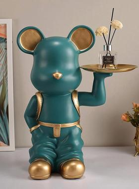 轻奢红BYX8465暴力熊托盘摆件创意客厅玄网关柜门口匙钥收纳盘子