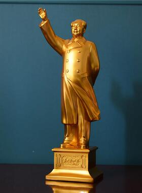 毛件主席电像树脂挥手像像镀金色站像MAN毛爷爷招手石膏像书房摆