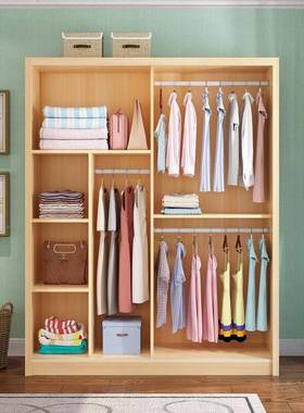 全LYZ实木木松木推拉门衣柜简约原成人物卧室两门儿童储组衣橱装