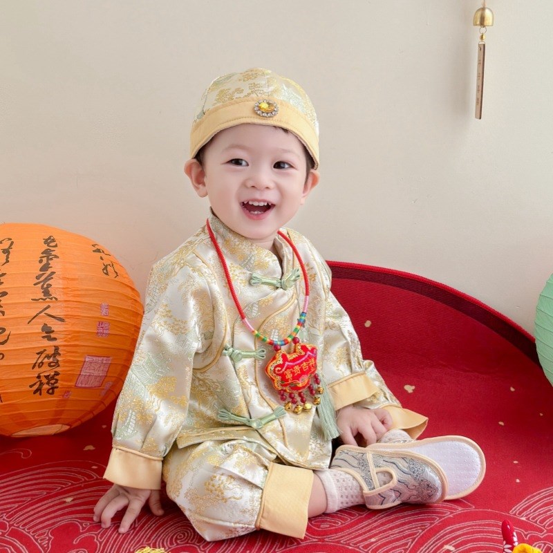 新中式薄冠衣周岁礼服抓周服春秋新款喜庆生日宴男女宝儿童唐装