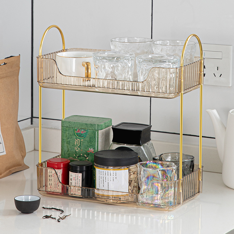 杯子收纳置物架双层茶杯架茶具收纳架家用桌面放水杯玻璃杯咖啡杯