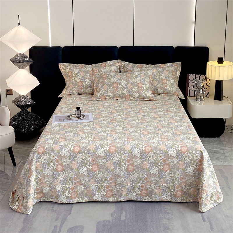 加厚磨毛100全棉床单柔软保暖圆角花边单双人纯棉被单三件套秋冬