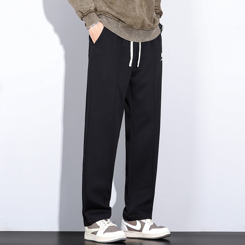 胖子男装休闲裤2024春秋加绒加厚宽松加肥加大码直脚大号休闲裤子