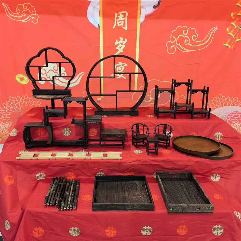 新中式甜品台展示架摆台寿宴宝宝宴订婚宴抓周甜品台茶歇甜品台